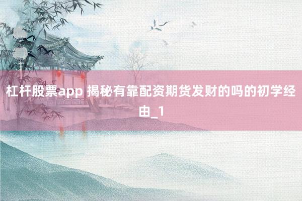 杠杆股票app 揭秘有靠配资期货发财的吗的初学经由_1